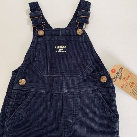 NWT OshKosh B'Gosh Corduroy Overalls Baby 18 Months Navy Blue Soft Classic Play - Picture 3 of 11